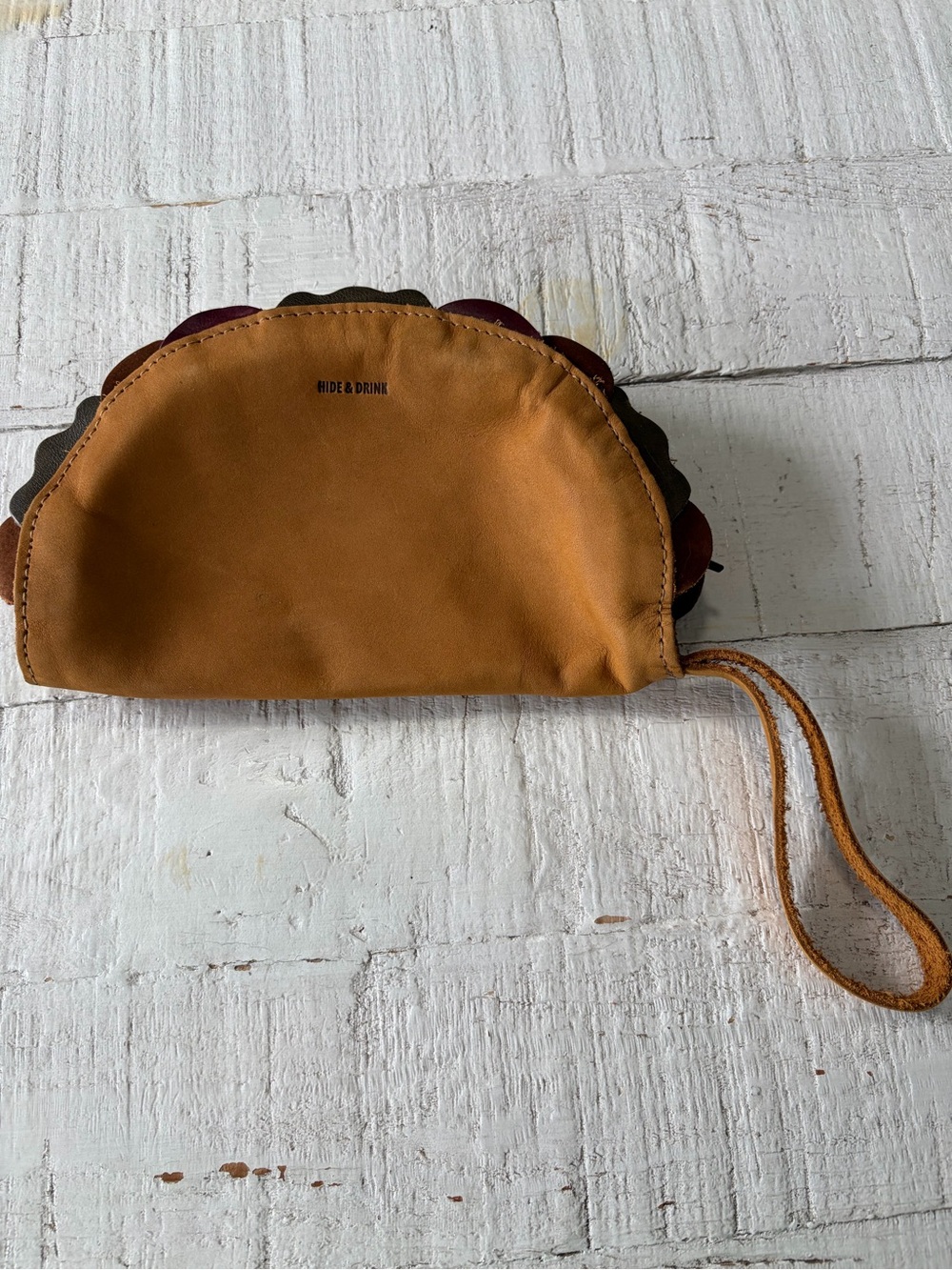 Hide & Drink Taco Wallet Wristlet Genuine Leather Multipurpose Handmade Pouch